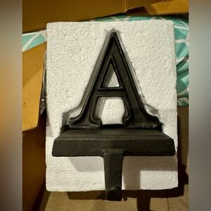 Pottery Barn Bronze Letter "A” Alphabet Christmas Stocking Holder Hanger